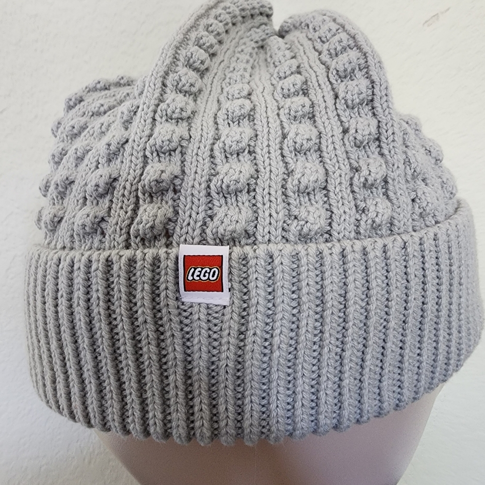 LEGO Gray Knit Beanie Hat with Iconic Logo Patch - Unisex - Picture 4 of 5